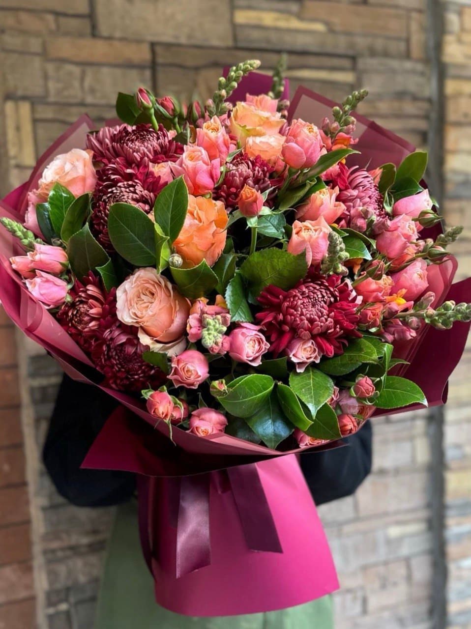 Autumn Bouquet with Roses and Chrysanthemums