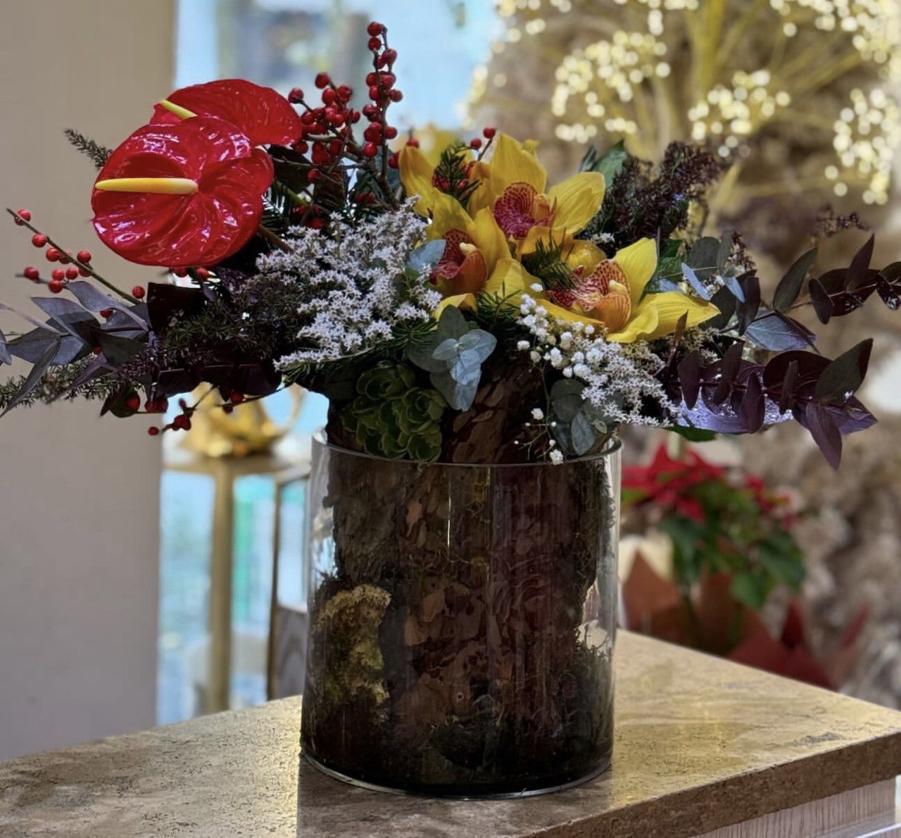 Anthurium and Orchid Floral Composition - Image 1 of 1 | Avenue Des Fleurs